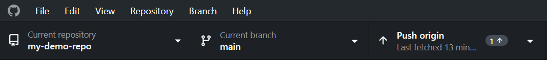 Push origin on GitHub Desktop